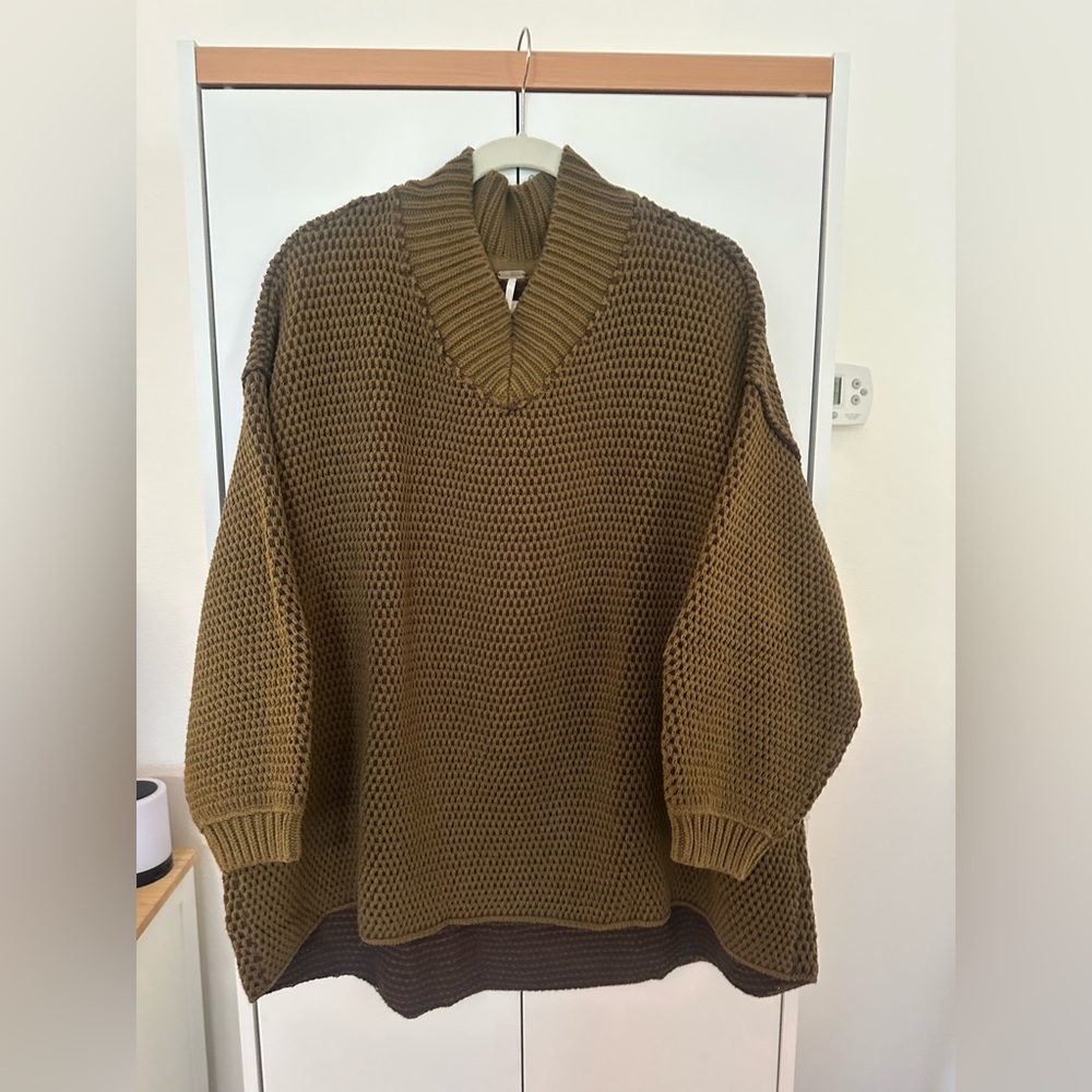 Free People Olive Green Sweater Oversized
